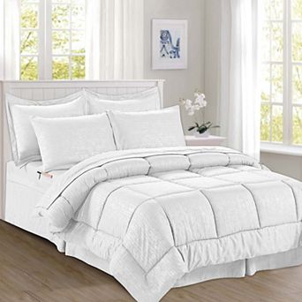 Elegant Comfort 8 pc Leaves Comforter Set- Includes 4 pc Sheet Set With Double Sided Storage Pockets