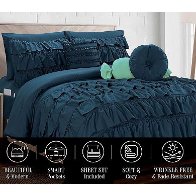 Elegant Comfort 10-pc Cinderella Comforter Set, Includes 6-pc Sheet Set With Sided Storage Pockets