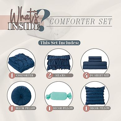 Elegant Comfort 10-pc Cinderella Comforter Set, Includes 6-pc Sheet Set With Sided Storage Pockets
