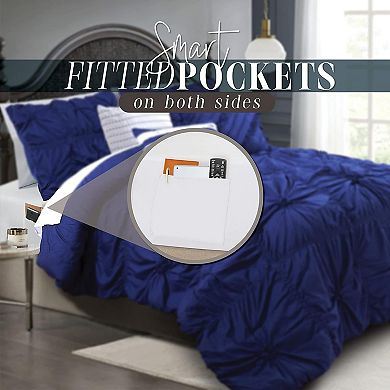 Elegant Comfort 12-pc Amy Oversized Comforter Set Includes 6-pc Sheet Set With Sided Storage Pockets