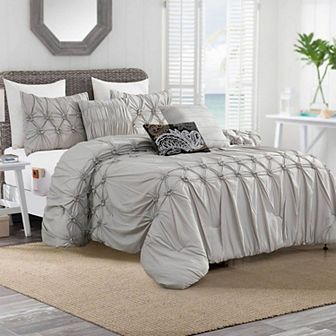 Elegant Comfort 12 pc Ella Pintuck Comforter Set, Includes 6 pc Sheet Set With Sided Storage Pockets