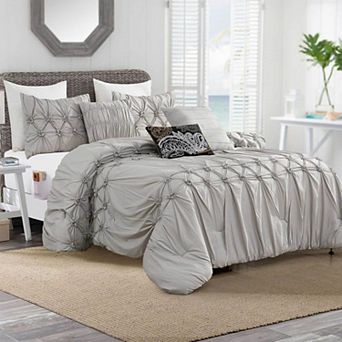 Elegant Comfort 12 pc Ella Pintuck Comforter Set, Includes 6 pc Sheet Set With Sided Storage Pockets