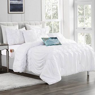Elegant Comfort 12 pc Ella Pintuck Comforter Set, Includes 6 pc Sheet Set With Sided Storage Pockets