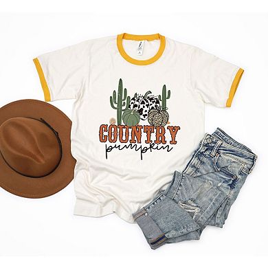 Country Pumpkin Cactus Ringer Tee