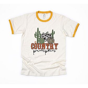Country Pumpkin Cactus Ringer Tee