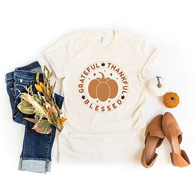 Simply Sage Market Grateful Thankful Blessed Circle Short Sleeve Tee