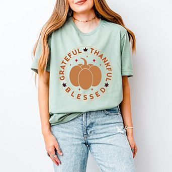 Simply Sage Market Grateful Thankful Blessed Circle Short Sleeve Tee