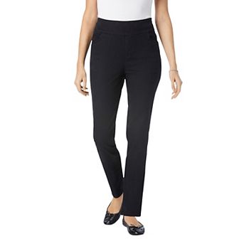 Woman Within Plus Size Tall Pull-On Straight-Leg Gap-Free Stretch Denim Jeans