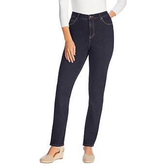 Woman Within Plus Size Tall Straight-Leg Stretch Comfort Denim Five-Pocket Jeans