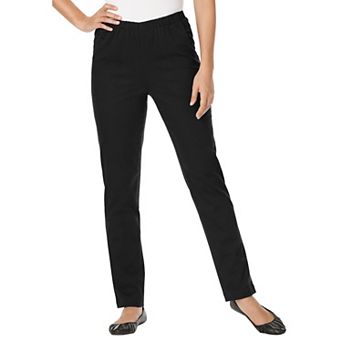 Woman Within Plus Size Tall Straight Leg Fineline Pull-On Stretch Denim Jeans