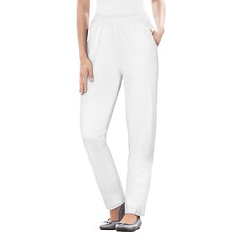 Woman Within Plus Size Tall Straight Leg Fineline Pull-On Stretch Denim Jeans