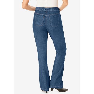 Woman Within Plus Size Tall Perfect Wide-Leg All-Cotton Denim Five-Pocket Jeans