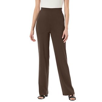 Woman Within Plus Size Tall Stretch Ponte Knit Pull-On Wide-Leg Pants
