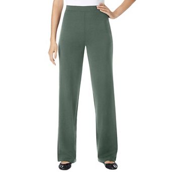 Woman Within Plus Size Tall Stretch Ponte Knit Pull-On Wide-Leg Pants