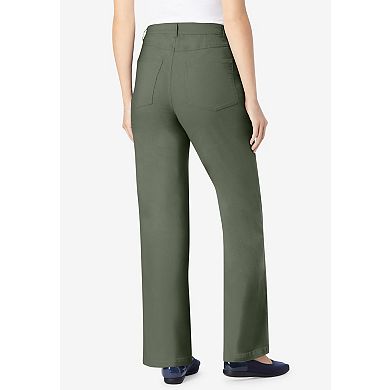 Woman Within Plus Size Tall Stretch Denim Wide-Leg Five-Pocket Jeans