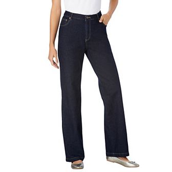 Woman Within Plus Size Tall Stretch Denim Wide-Leg Five-Pocket Jeans
