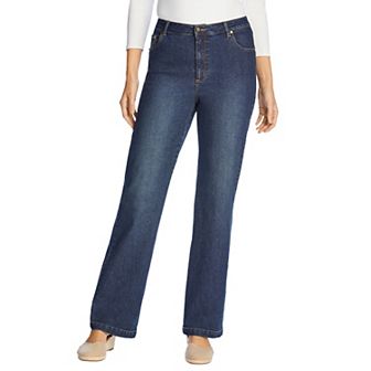 Woman Within Plus Size Tall Stretch Denim Wide-Leg Five-Pocket Jeans