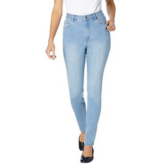 Woman Within Plus Size Tall Slim-Leg Stretch Comfort Denim Five-Pocket Jeans