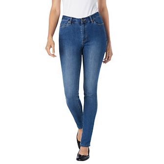 Woman Within Plus Size Tall Slim-Leg Stretch Comfort Denim Five-Pocket Jeans