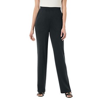 Woman Within Plus Size Stretch Ponte Knit Pull-On Wide-Leg Pants