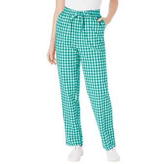 Woman Within Plus Size Tall Seersucker Pull-On Elastic-Waist Pants