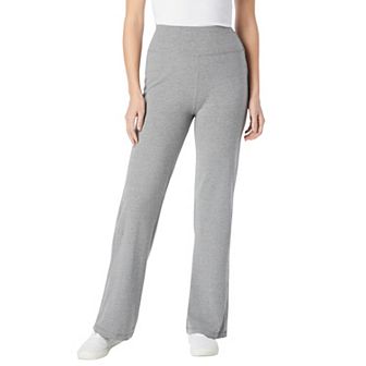 Woman Within Plus Size Tall Stretch-Cotton Knit Pull-On Wide-Leg Leggings