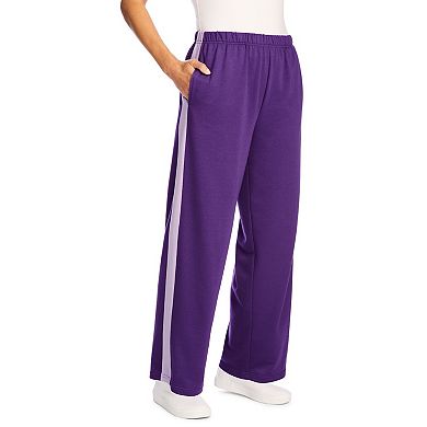 Woman Within Plus Size Tall Cotton French Terry Straight-Leg Pull-On Side-Stripe Pants