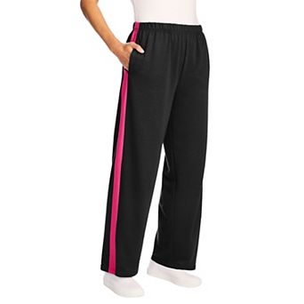 Woman Within Plus Size Tall Cotton French Terry Straight-Leg Pull-On Side-Stripe Pants