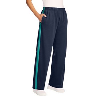 Woman Within Plus Size Tall Cotton French Terry Straight-Leg Pull-On Side-Stripe Pants