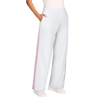 Woman Within Plus Size Tall Cotton French Terry Straight-Leg Pull-On Side-Stripe Pants