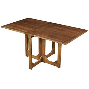 62 Inch Rectangular Dining Table, Handcrafted Natural Mango Wood with Magnetic Catchers