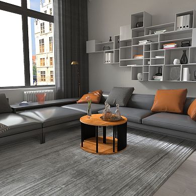 Jones 30-inch Round Coffee Table, Handcrafted Natural Brown Acacia Wood, 3 Piece Split Design