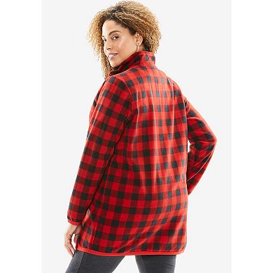 Woman Within Women's Plus Size Zip-Front Microfleece Jacket