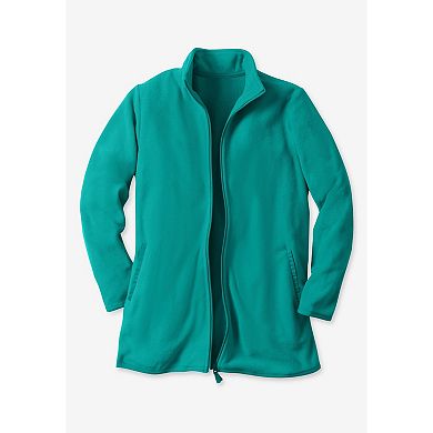 Woman Within Plus Size Zip-Front Microfleece Jacket