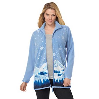 Woman Within Plus Size Zip-Front Microfleece Jacket