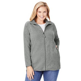 Woman Within Plus Size Zip-Front Microfleece Jacket