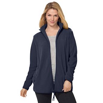Woman Within Plus Size Zip-Front Microfleece Jacket