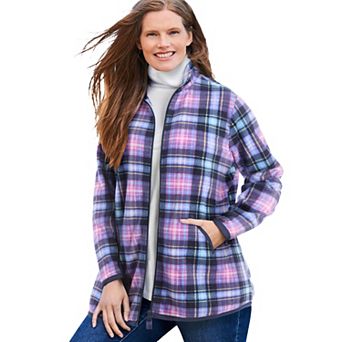 Woman Within Plus Size Zip-Front Microfleece Jacket
