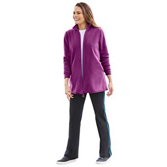 Woman Within Plus Size Zip-Front Microfleece Jacket