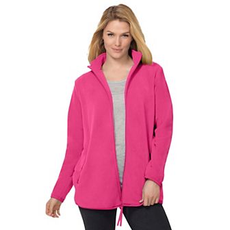 Woman Within Plus Size Zip-Front Microfleece Jacket