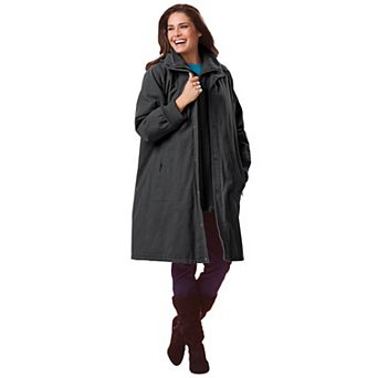 Woman Within Plus Size Twill Hooded Stadium Jacket