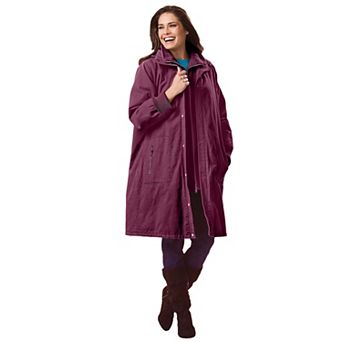 Woman Within Plus Size Twill Hooded Stadium Jacket
