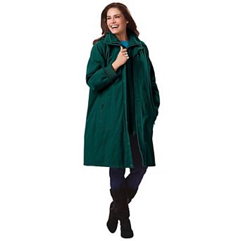 Woman Within Plus Size Twill Hooded Stadium Jacket