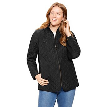 Woman Within Plus Size Zip-Front Quilted Jacket