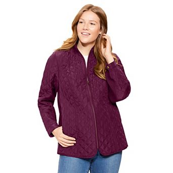 Woman Within Plus Size Zip-Front Quilted Jacket