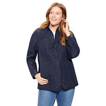 Woman Within Plus Size Zip-Front Quilted Jacket