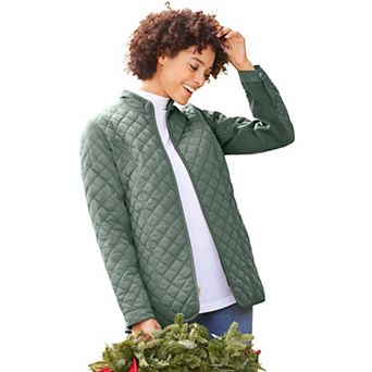 Woman Within Plus Size Zip-Front Quilted Jacket
