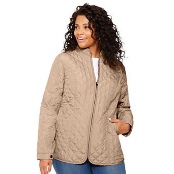 Woman Within Plus Size Zip-Front Quilted Jacket