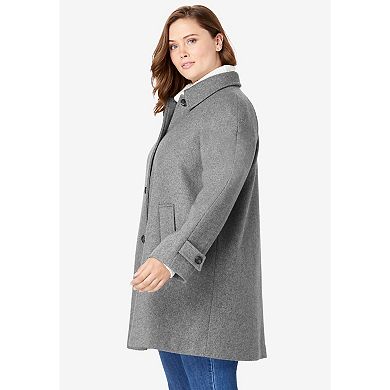 Woman Within Plus Size Wool-Blend Classic A-Line Coat