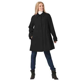 Woman Within Plus Size Wool-Blend Classic A-Line Coat